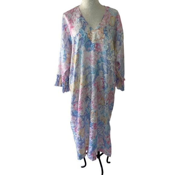 Mary McFadden Other - Mary McFadden Vintage Womens Nightgown Size Large Pastel Floral Watercolor